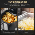Friteuse sans huile 4 L, air fryer 1300 W 12 programmes, écran tactile, température réglable, panier antiadhésif, noir