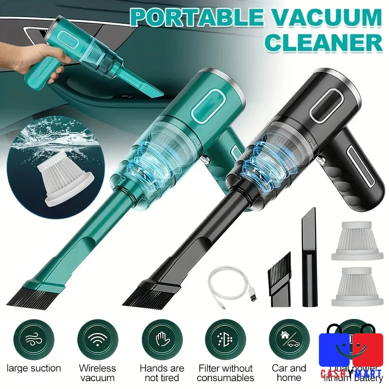 Aspirateur Portable Rechargeable Cyclonique – 5 kPa, Batterie 2000mAh, Sans Fil USB