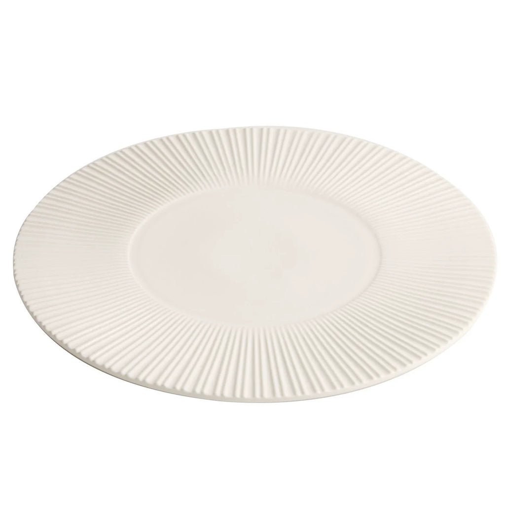 Assiette de Présentation Blanche 30,5 cm – Céramique Fine à Texture Radiale | GOSEUNG