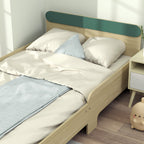 Lit pour enfant lit au sol enfant de 3 à 10 ans avec barrière de sécurité, sommier à lattes inclus, vert