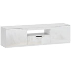 Meuble TV 160 cm, meuble télé pour téléviseur jusqu'à 65 pouces avec 2 portes et tiroir, blanc