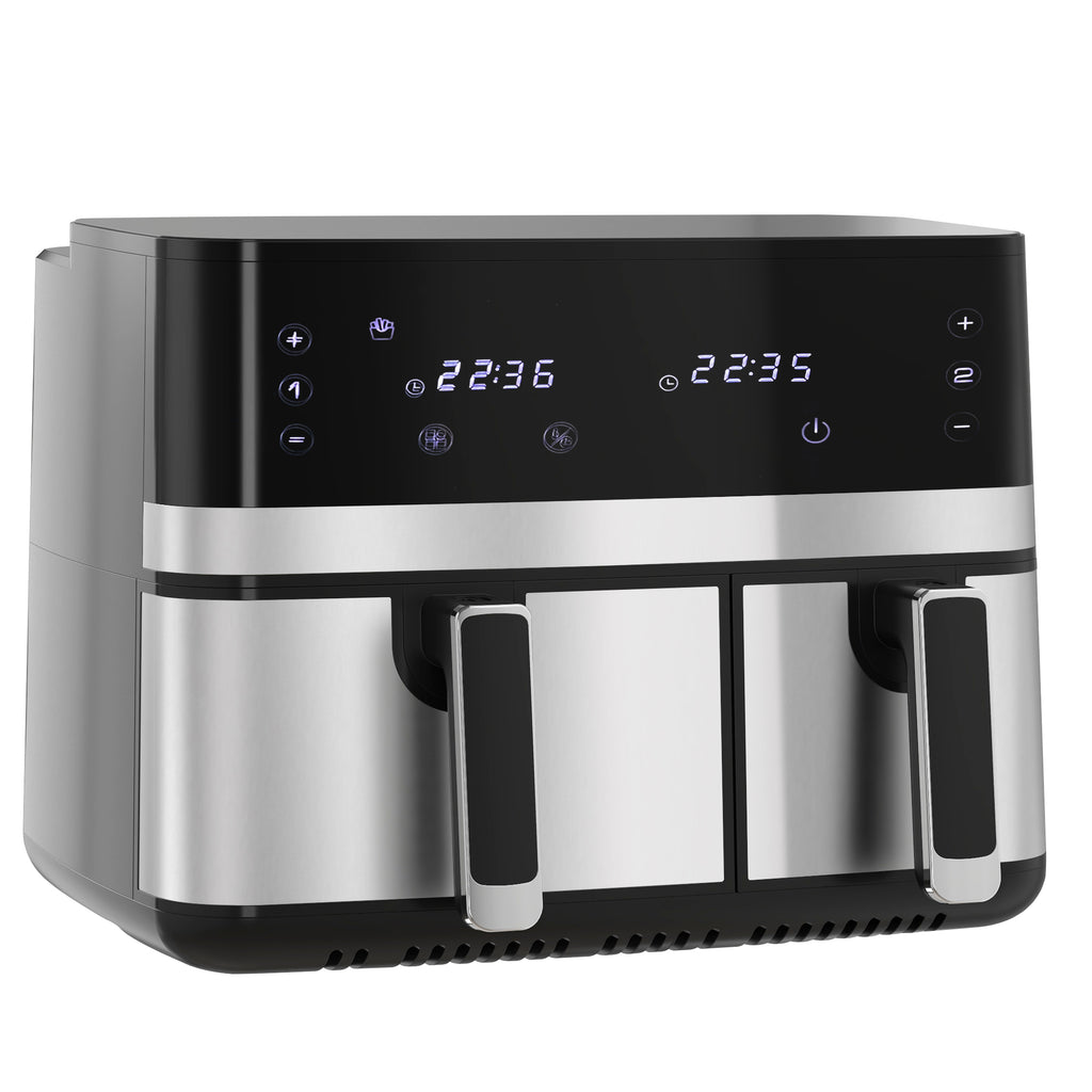 Friteuse à air sans huile, Air Fryer, double compartiment 8,5 L, 2700 W - 8 programmes, température réglable, minuterie