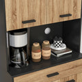 Armoire de cuisine Buffet meuble de rangement, 2 placards 4 portes 1 tiroir, passe-câbles 80L x 40P x 180H cm