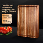 Planche à Découper en Bois d'Acacia Massif avec Rainure à Jus - Double Face Premium
