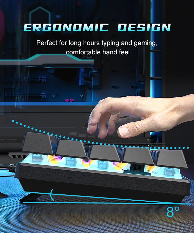 Clavier Mécanique Gaming 60% Compact - Lettre échangeable. Design Blanc Minimaliste