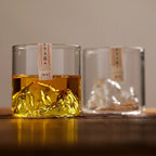 Verre à whisky japonais avec relief montagne 3D - Coffret cadeau premium