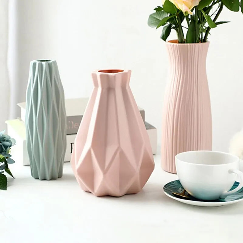 Vase Moderne en Plastique Style Nordique - Panier Décoratif pour Fleurs
