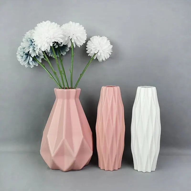 Vase Moderne en Plastique Style Nordique - Panier Décoratif pour Fleurs