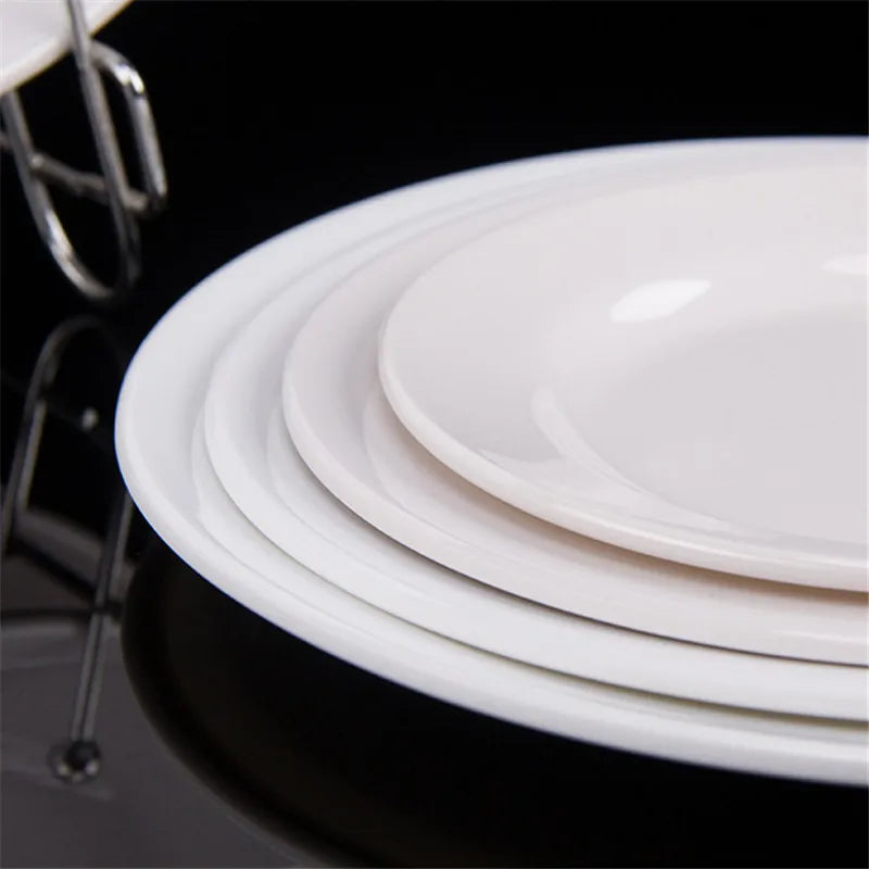 Assiette Mélamine Blanche Premium - Plateau Steak Rond 12 pouces