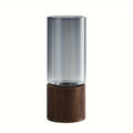 Glass Vase with Wooden Base — Hydroponic Floral Decoration, Modern Design