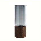 Glass Vase with Wooden Base — Hydroponic Floral Decoration, Modern Design