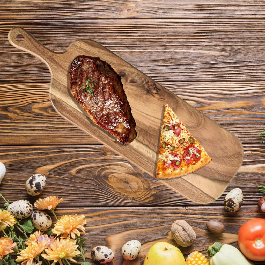 Planche à Découper en Bois Double Face avec Poignée - Plateau de Service