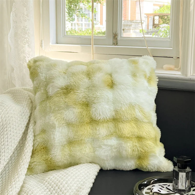 Housse de Coussin en Peluche 50x50cm - Couleur Unie Double Face