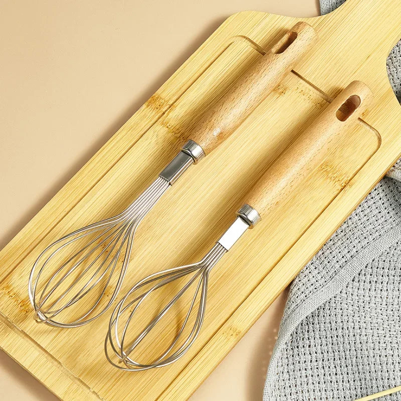 Batteur à Œufs Manuel en Bois - Fouet Traditionnel Cuisine & Pâtisserie