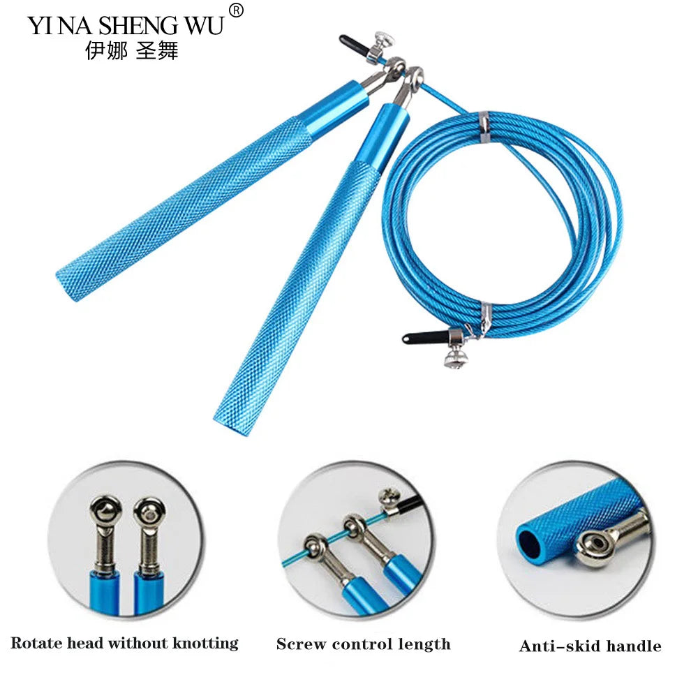 Corde de crossfit à vitesse réglable, fil d'acier portant, hommes, femmes, enfants