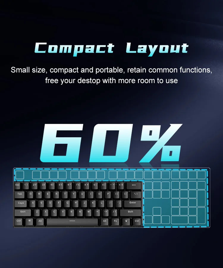 Clavier Mécanique Gaming 60% Compact - Lettre échangeable. Design Blanc Minimaliste