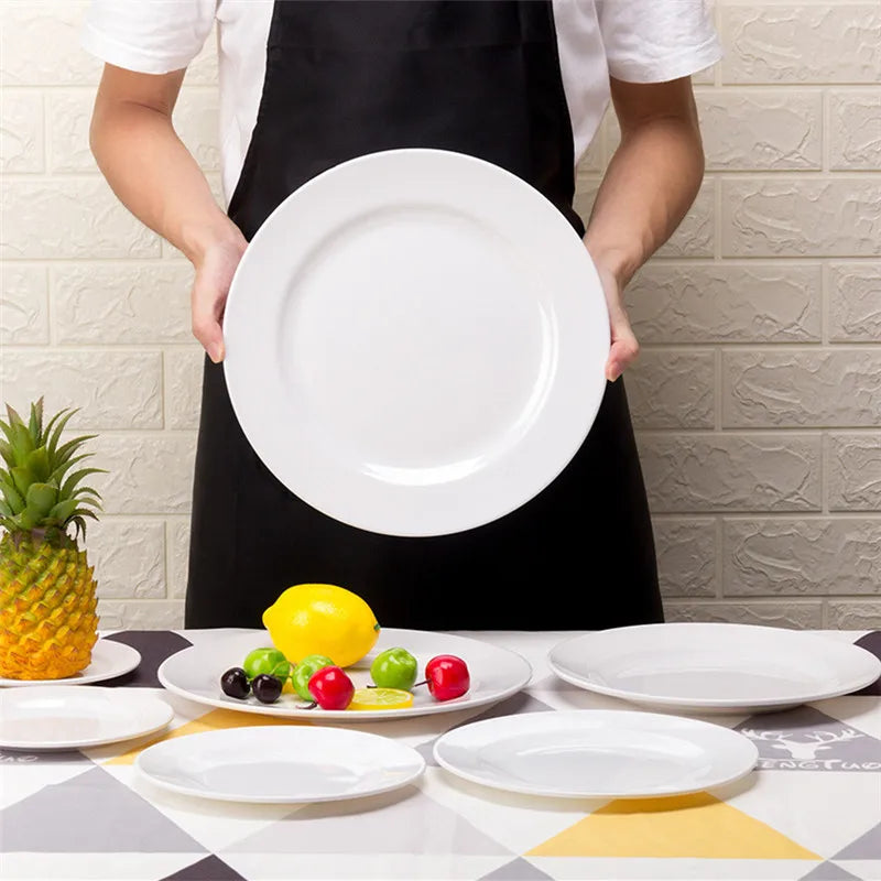 Assiette Mélamine Blanche Premium - Plateau Steak Rond 12 pouces