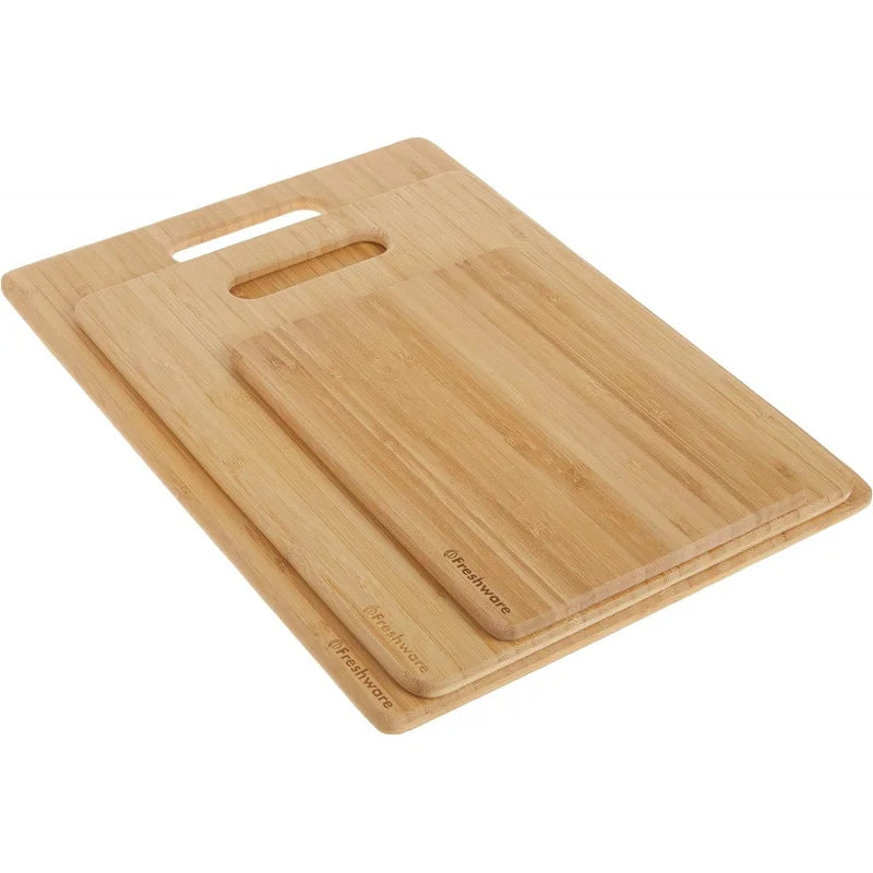 Lot de 3 Planches à Découper en Bambou Naturel - Cuisine Écologique et Durable
