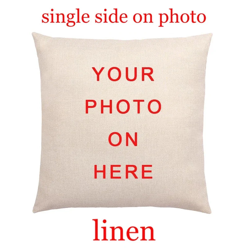 Housse de Coussin Personnalisable en Lin - Logo & Photo sur Mesure pour Salon