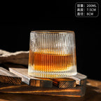 Verre à Whisky Rotatif 200ml avec Base en Bois - Design Vintage Élégant