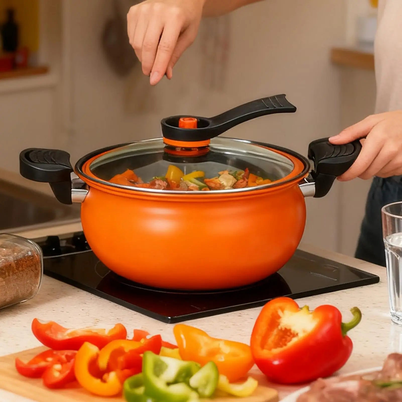 Grande Marmite Antiadhésive 5L avec Couvercle en Verre - Tous Feux