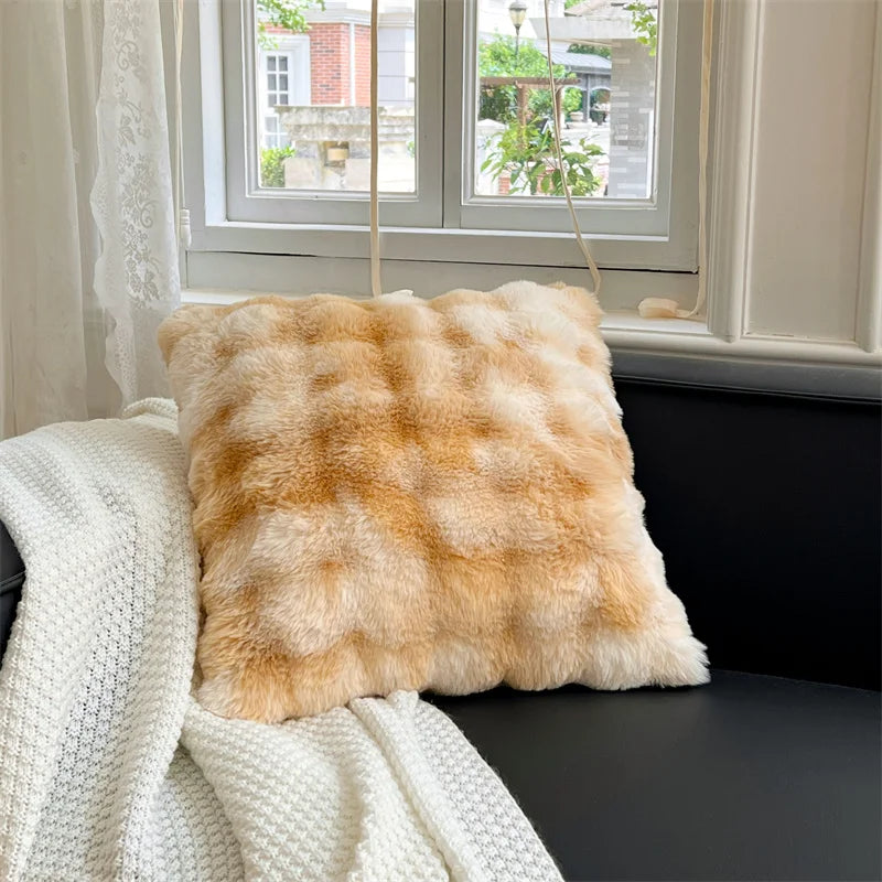 Housse de Coussin en Peluche 50x50cm - Couleur Unie Double Face