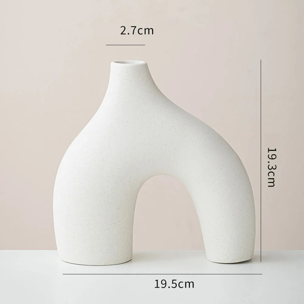 Lot de 3 Vases en Céramique Blancs – Design Nordique Moderne avec Finitions Dorées