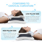 Oreiller Cervical Ergonomique Mémoire de Forme - Anti-Douleur Nuque avec Taie Soie Glacée