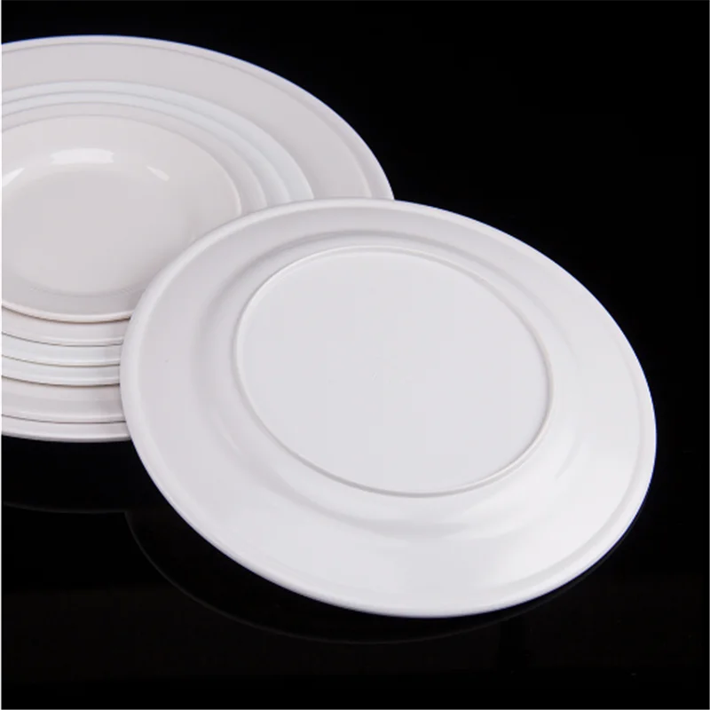 Assiette Mélamine Blanche Premium - Plateau Steak Rond 12 pouces