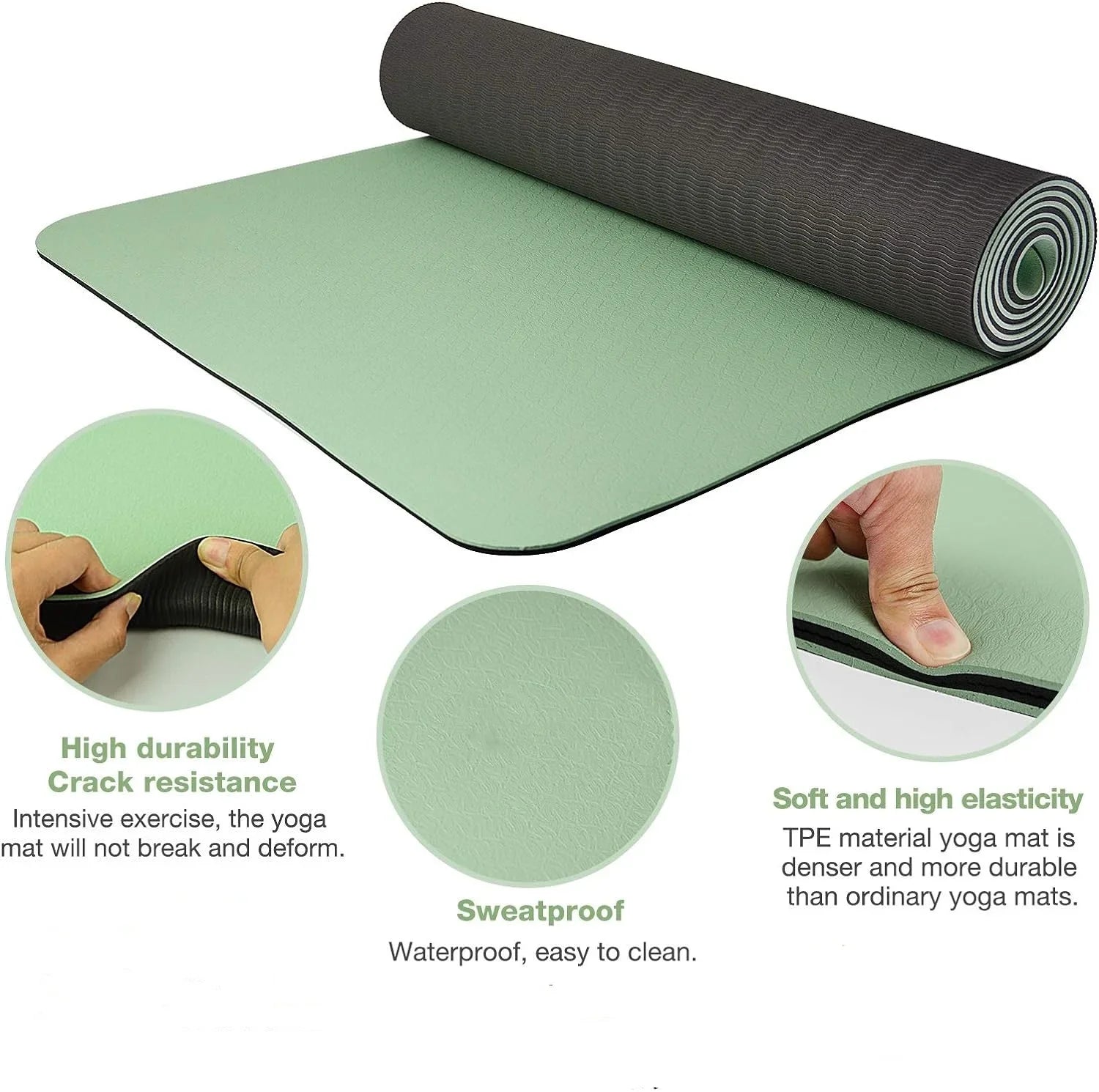 Tapis de Yoga TPE Écologique 180×57×0.6cm - Antidérapant Inodore