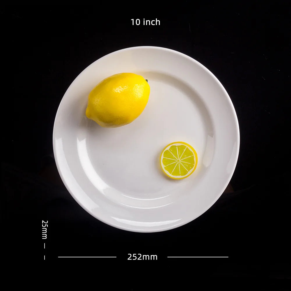 Assiette Mélamine Blanche Premium - Plateau Steak Rond 12 pouces