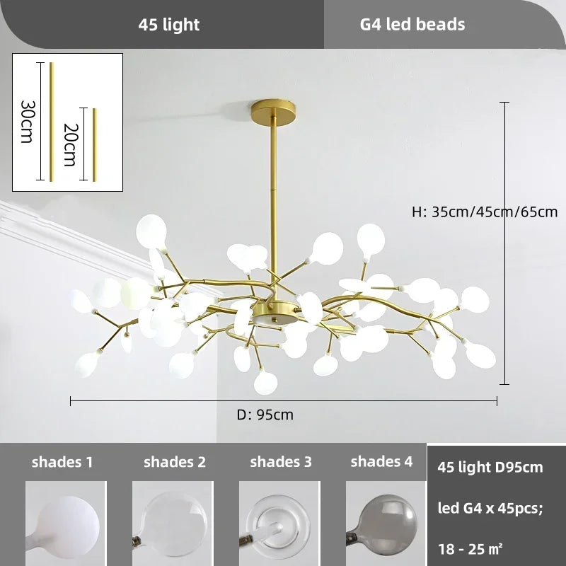 Lustre de plafond à LED nordique, éclairage de branche moderne, lampes suspendues, salon, or, noir, art, décor à la maison, lampes d'intérieur, chaussures