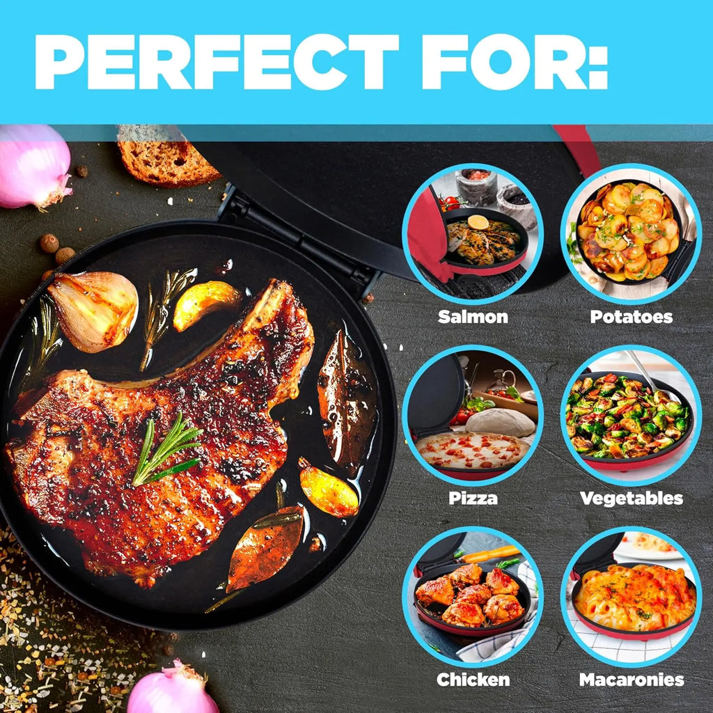 Poêle à Frire Électrique Antiarina de 6.7 Pouces, Machine à Pizzas, Omelette, Barbecue, Crêpes, pour la Maison