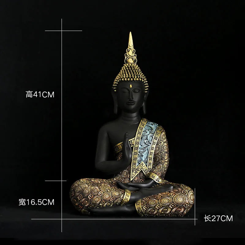 Statue Bouddha Thaïlandaise en Résine Verte – Sculpture Fengshui & Méditation, 4 Tailles