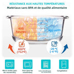 Conteneurs Meal Prep en Verre | Boîte Bento Hermétique Micro-Ondes