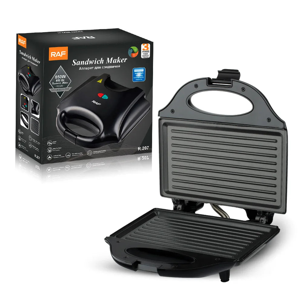 Machine à Croque-Monsieur Antiadhésif Électrique Multifonction 3-en-1 -