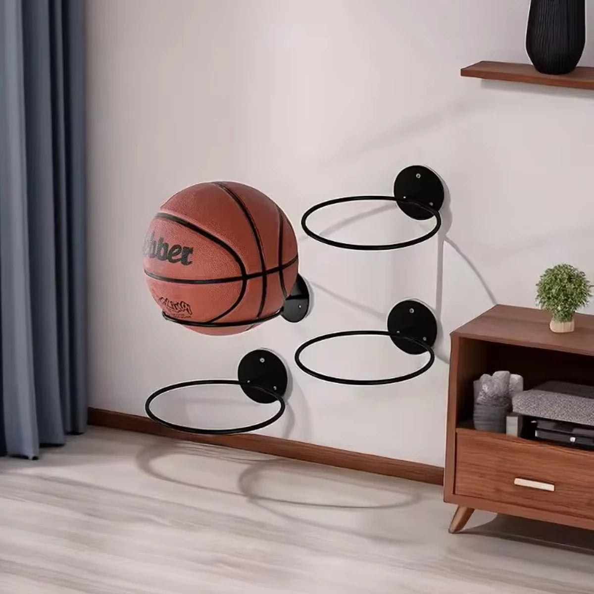 Présentoir Mural Métal pour Balles de Sport - Support Rangement Basket Football Volley