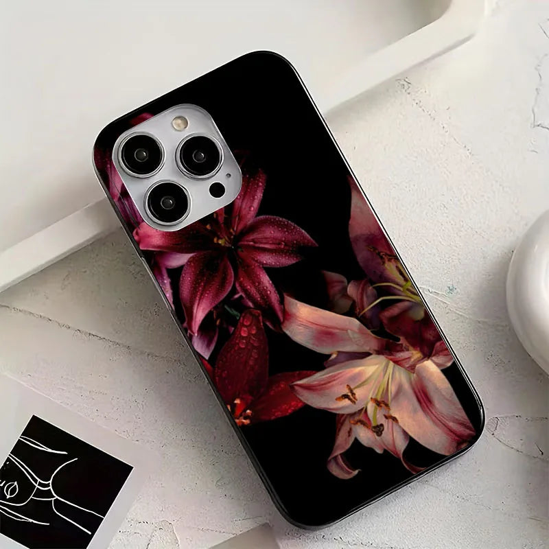 Coque iPhone Fleur de Lys Rouge — Étui Souple Antichoc, Compatible iPhone 7 au 17 Air