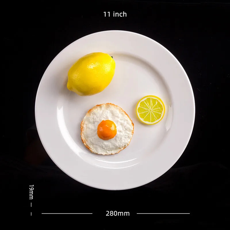 Assiette Mélamine Blanche Premium - Plateau Steak Rond 12 pouces