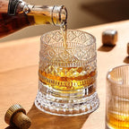 Verre à Whisky Transparent 255ml Rotatif - Résistant à la Chaleur Design Diamant