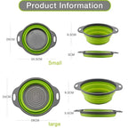 Panier Égouttoir Pliable Silicone 2 Pièces - Passoire Cuisine Gain de Place