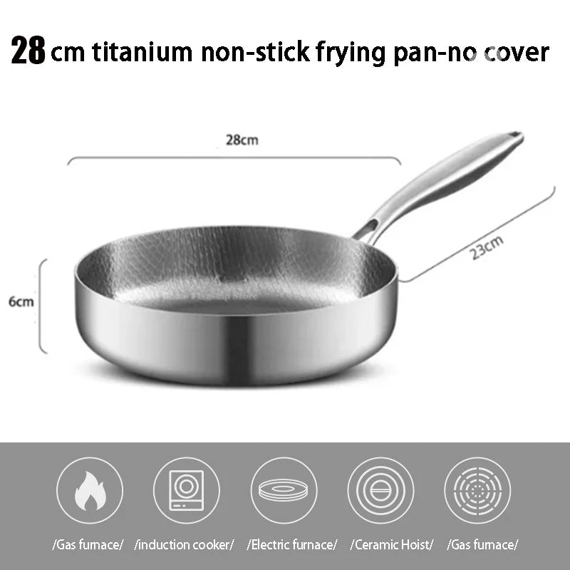 Poêle Antiadhésive Premium en Titane et Acier Inoxydable - 20/24/28cm