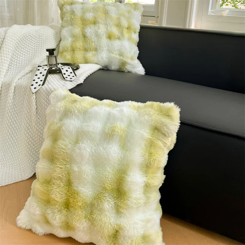 Housse de Coussin en Peluche 50x50cm - Couleur Unie Double Face