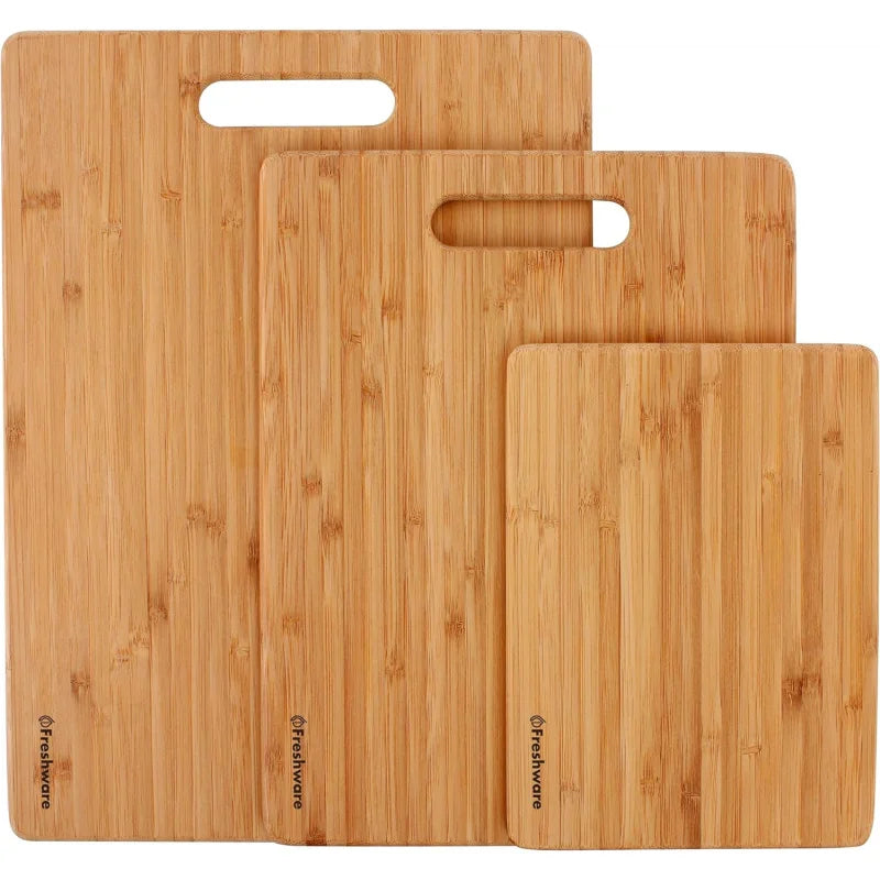 Lot de 3 Planches à Découper en Bambou Naturel - Cuisine Écologique et Durable