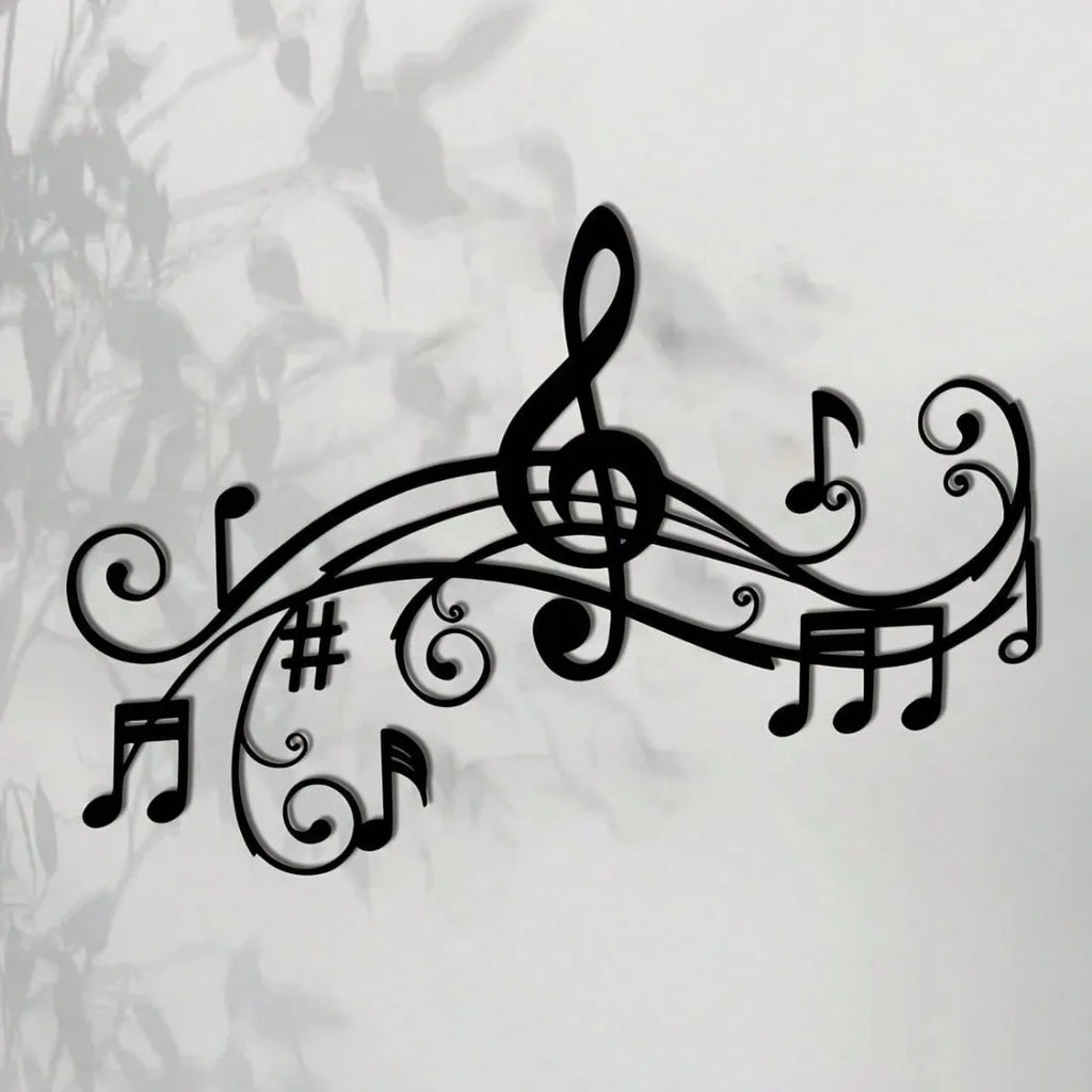 Plaque Métallique Décorative – Notes de Musique Art Déco, Intérieur & Extérieur 40×28 cm | CIFBUY