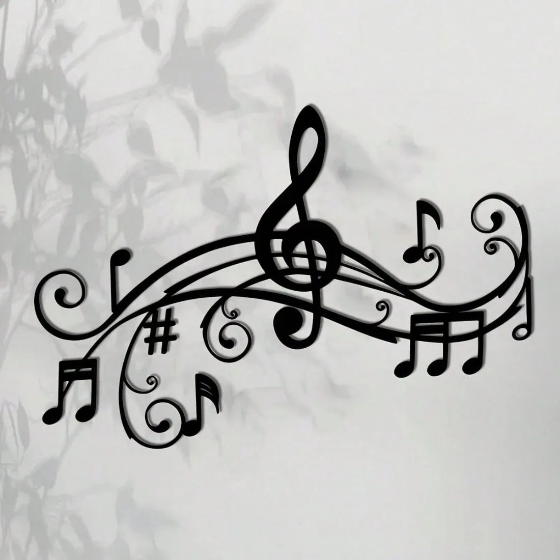 Plaque Métallique Décorative – Notes de Musique Art Déco, Intérieur & Extérieur 40×28 cm | CIFBUY