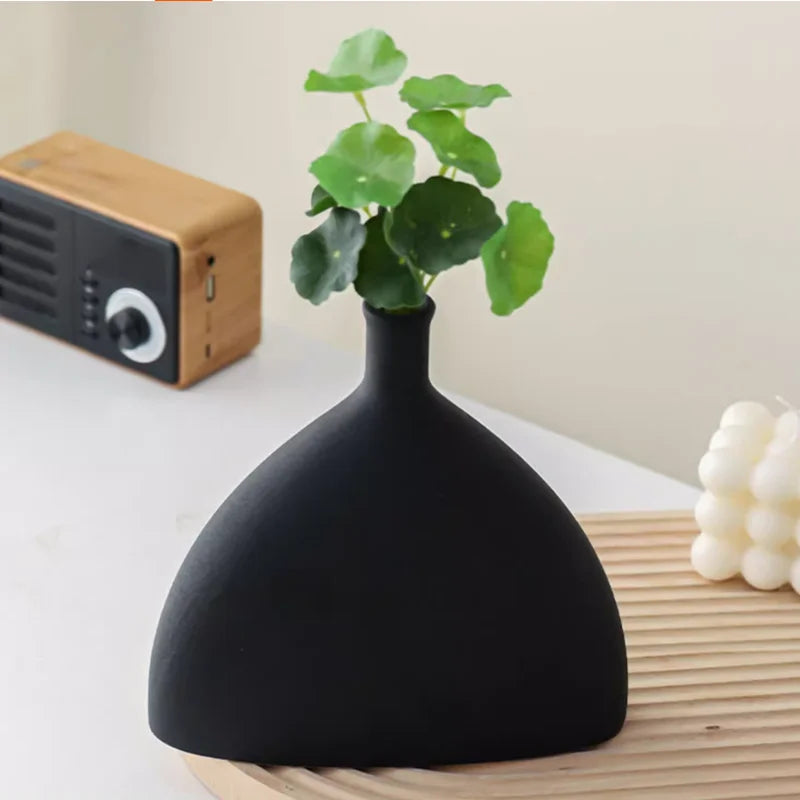 Vase à fleurs en céramique d'art noir et blanc, décoration nordique, minimalisme, fleurs séchées, accessoires de Gand, ornement B & B, maison