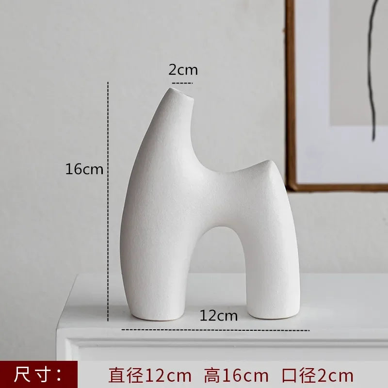 Vase à fleurs en céramique d'art noir et blanc, décoration nordique, minimalisme, fleurs séchées, accessoires de Gand, ornement B & B, maison