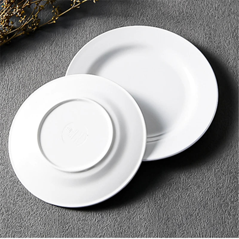 Assiette Mélamine Blanche Premium - Plateau Steak Rond 12 pouces