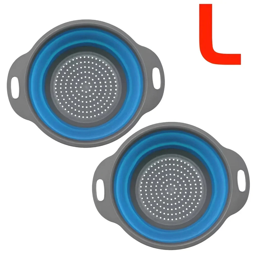 Panier Égouttoir Pliable Silicone 2 Pièces - Passoire Cuisine Gain de Place